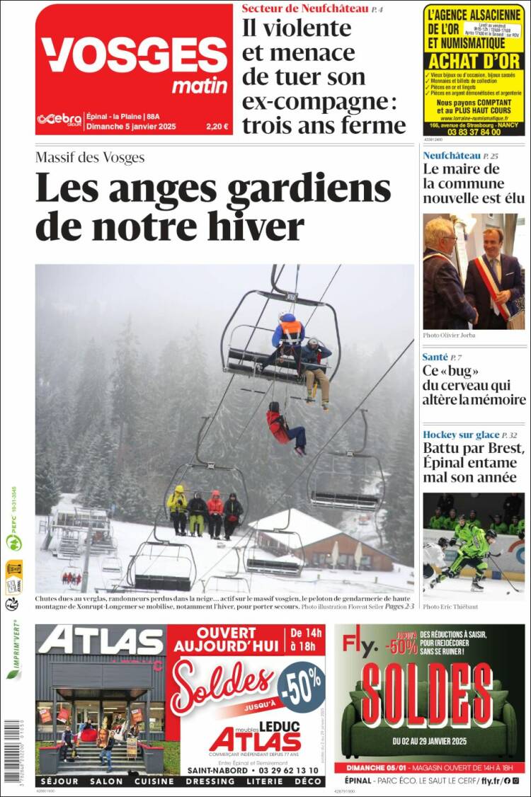 Portada de Vosges Matin (Francia)