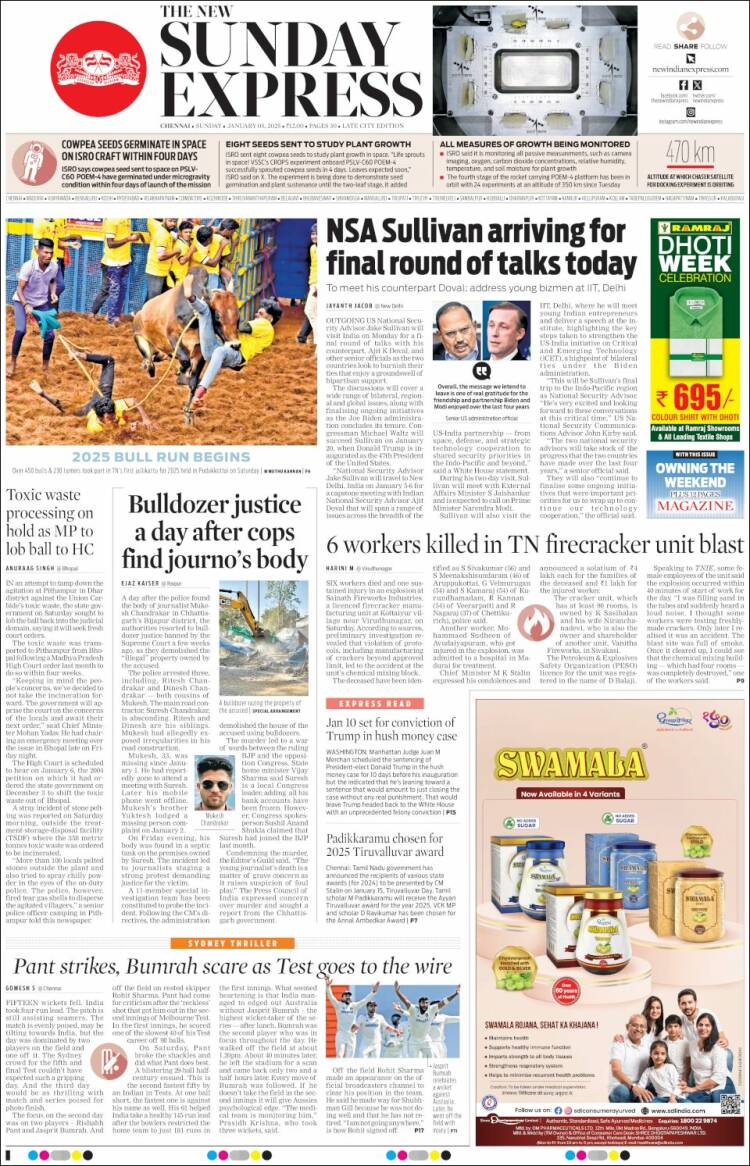 Portada de New Indian Express (India)