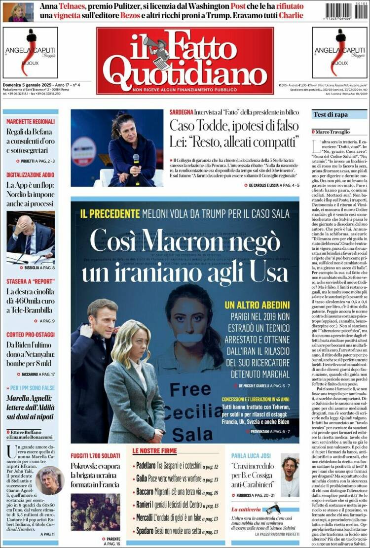 Portada de Il Fatto Quotidiano (Italia)