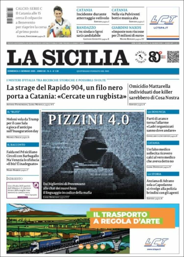 Portada de La Sicilia (Italia)