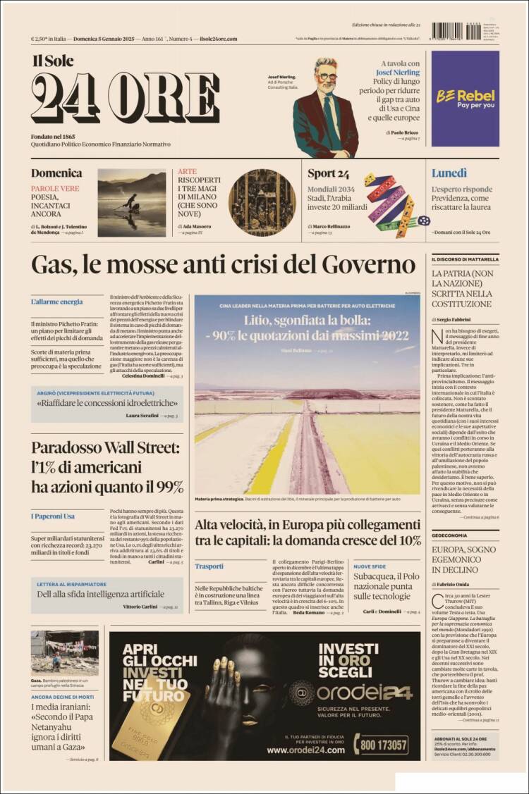 Portada de Il Sole 24 ORE (Italia)