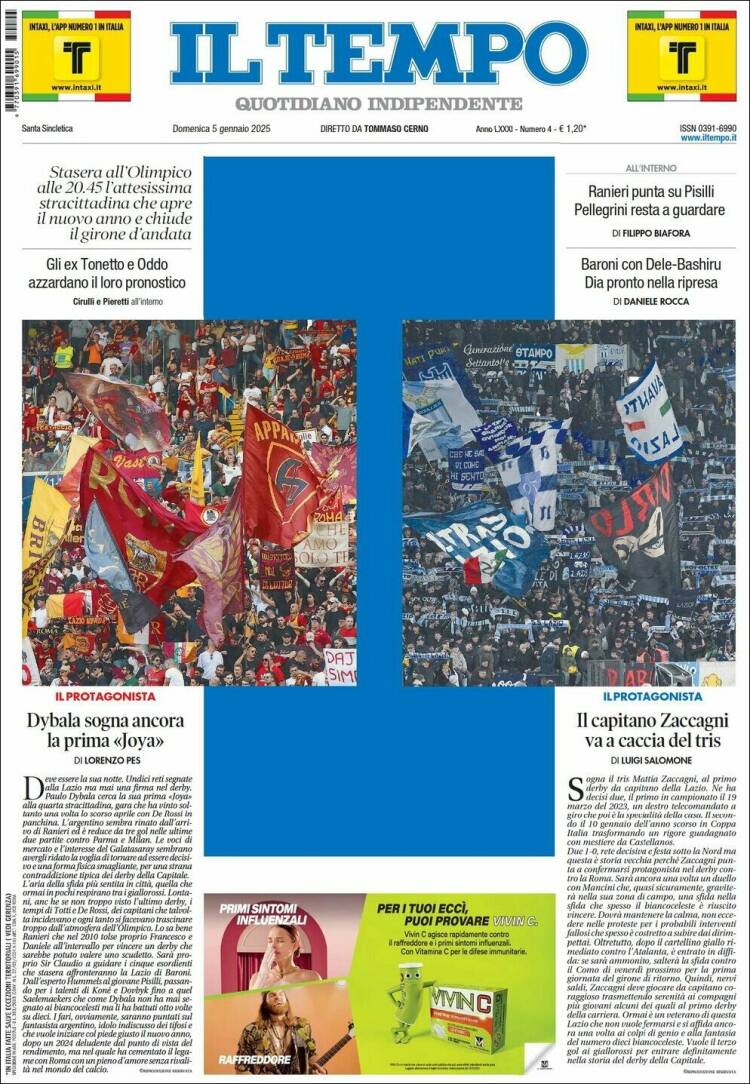 Portada de Il Tempo (Italia)