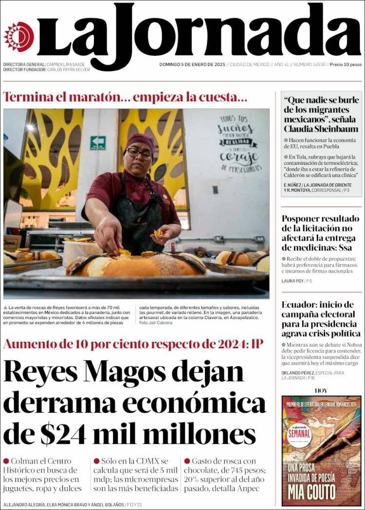 Portada de La Jornada (México)