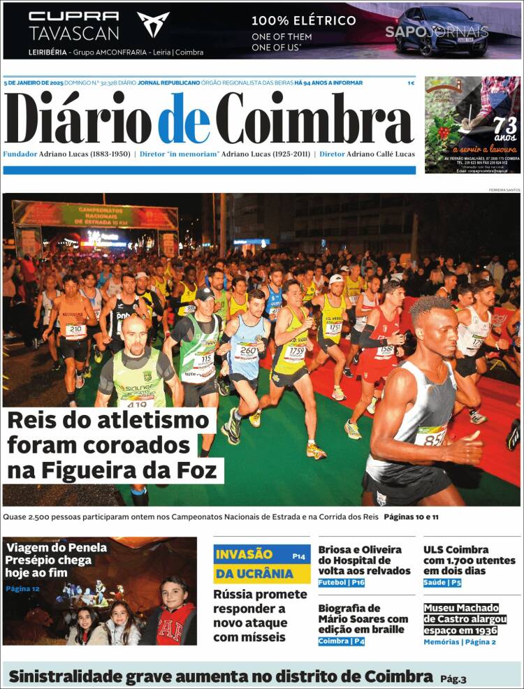 Portada de Diário de Coimbra (Portugal)