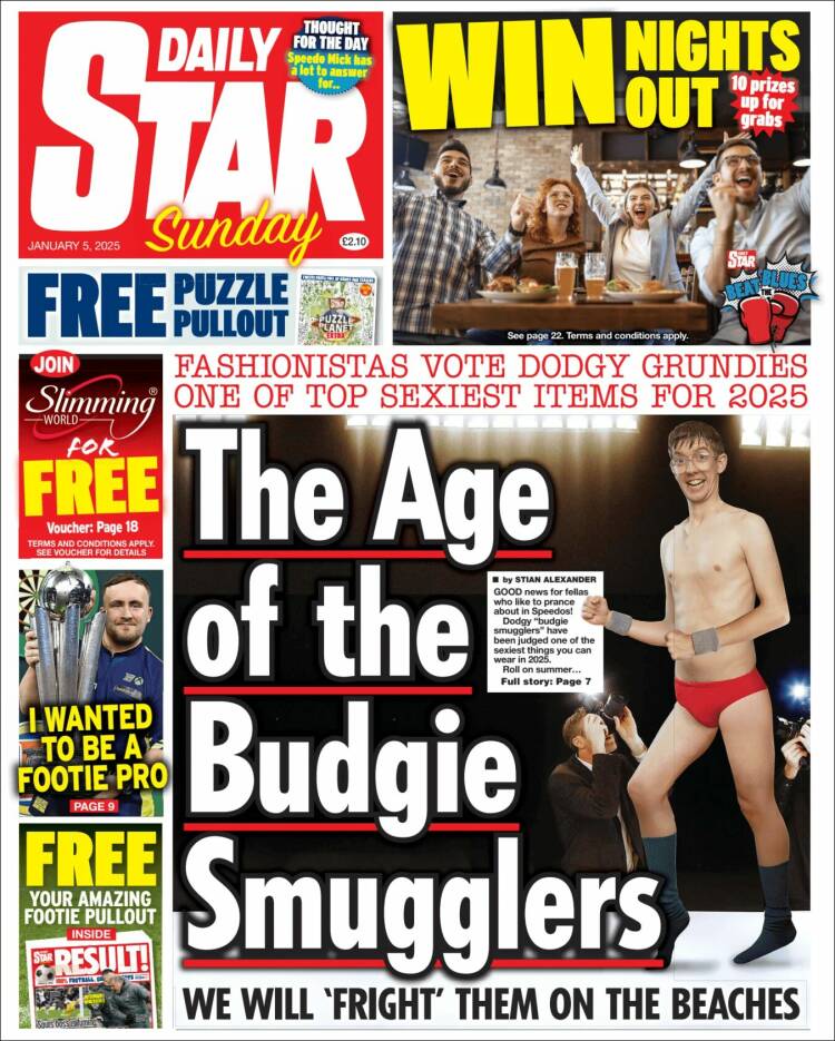 Portada de Daily Star (Reino Unido)