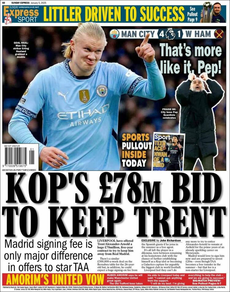 Portada de Express Sport (Reino Unido)