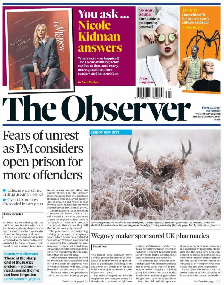 Portada de The Observer (United Kingdom)