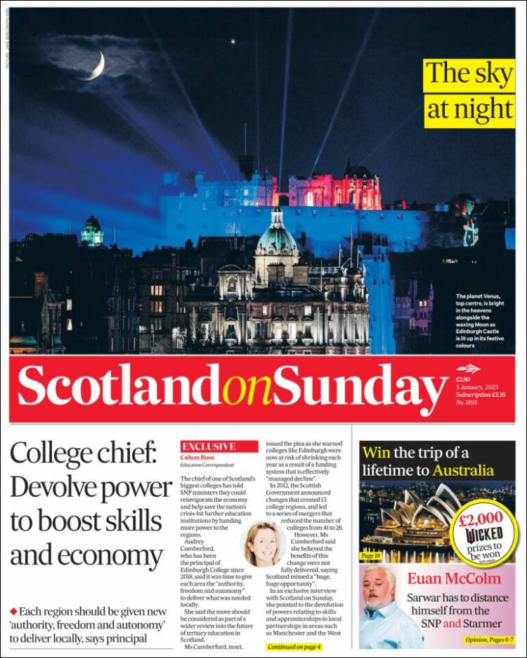 Portada de The Scotsman (Reino Unido)