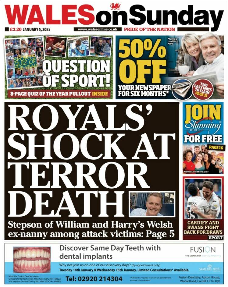 Portada de Western Mail (Reino Unido)