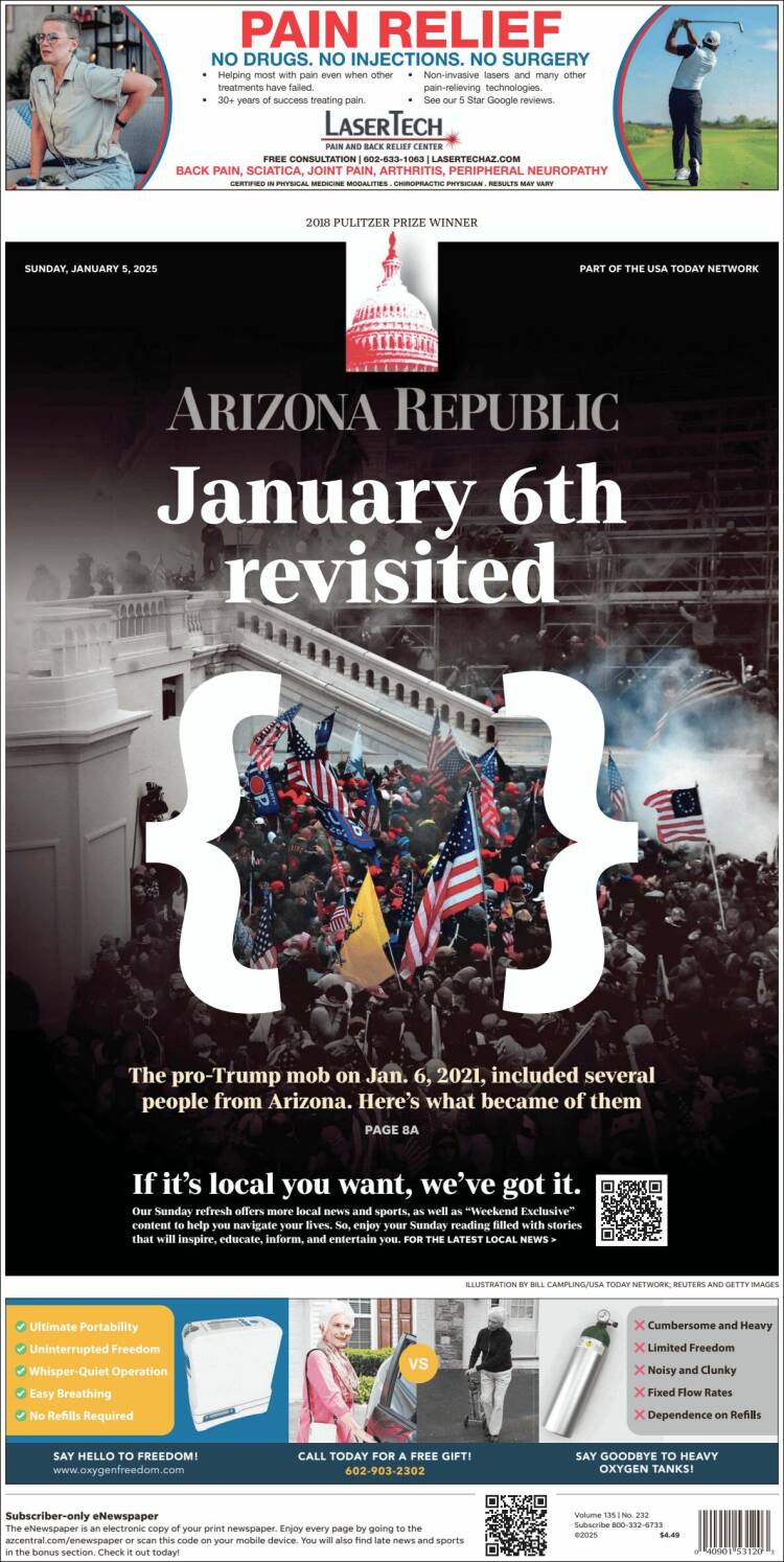 Portada de Arizona Republic News (USA)