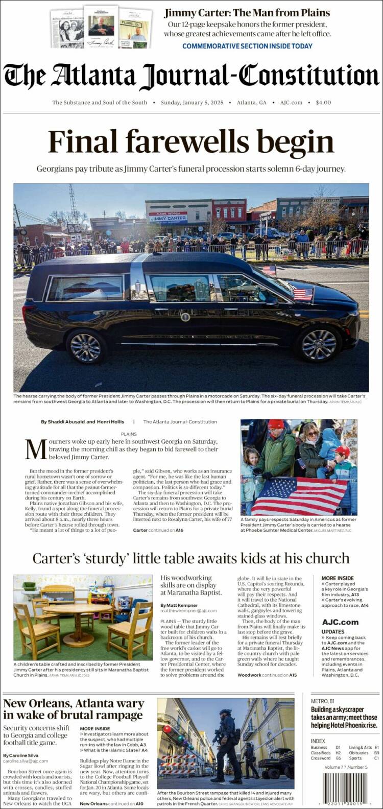 Portada de The Atlanta Journal-Constitution (USA)