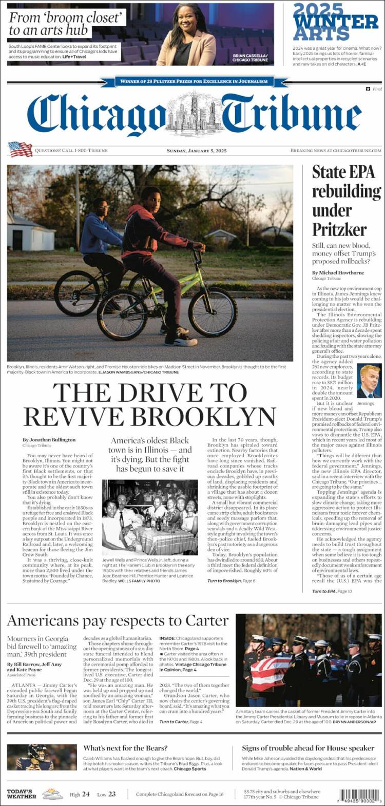 Portada de Chicago Tribune (USA)