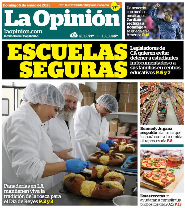 Portada de La Opinión (USA)