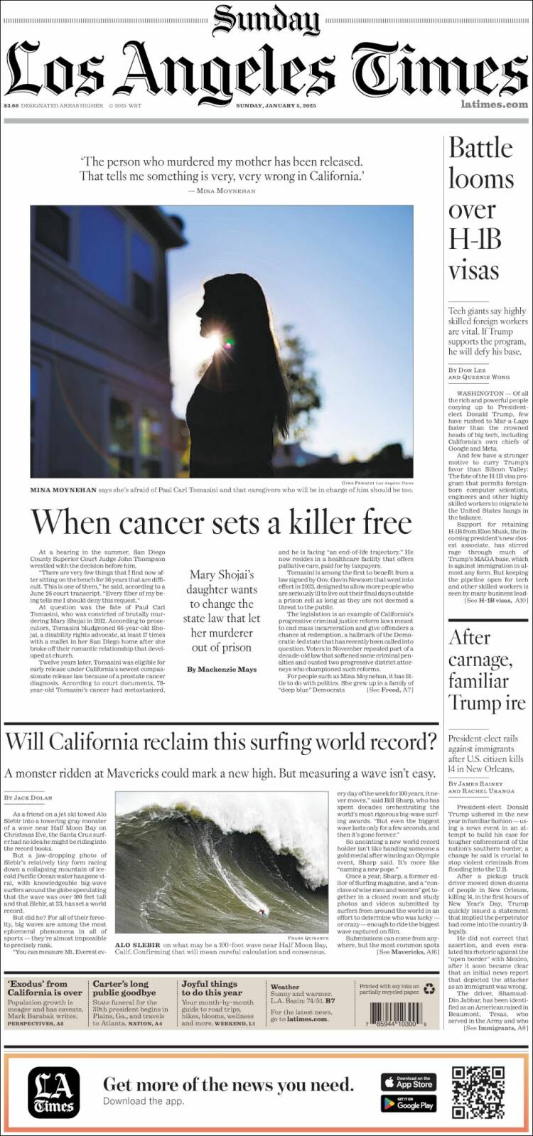 Portada de Los Angeles Times (USA)