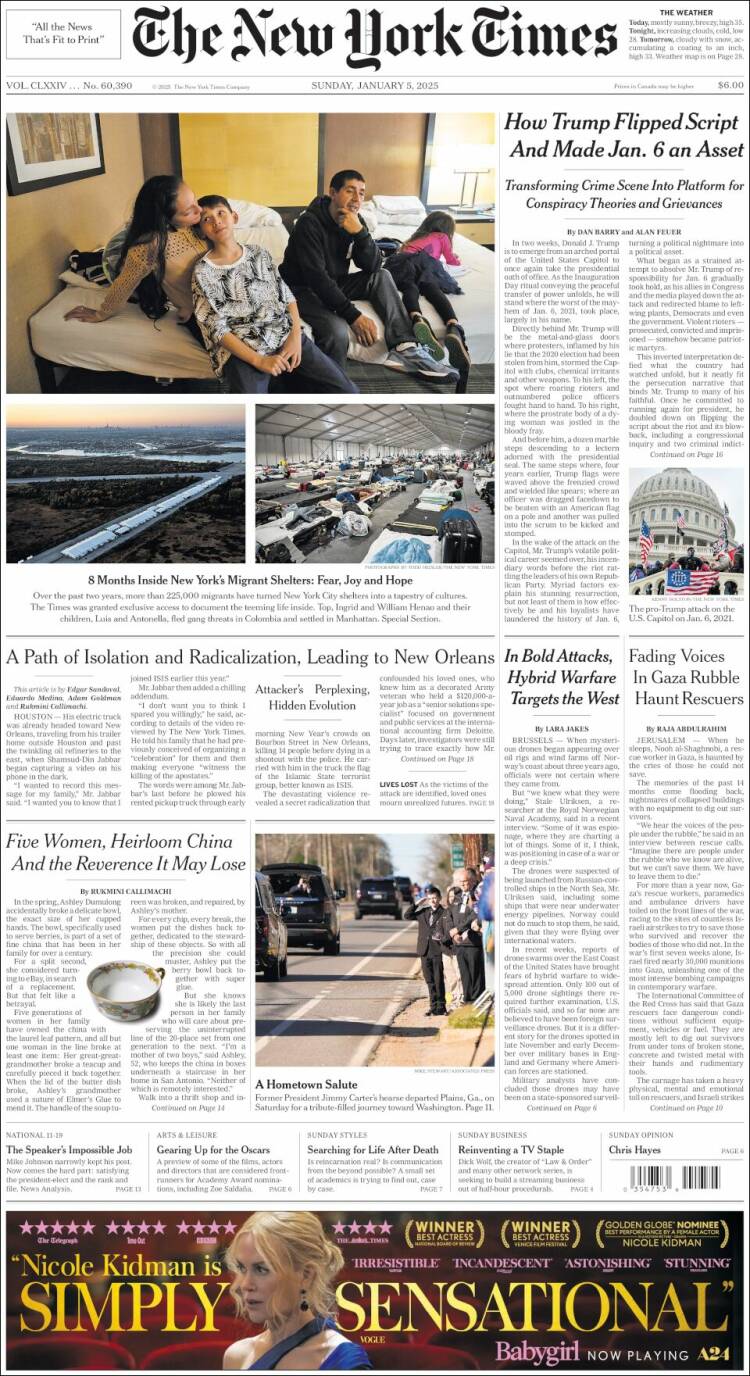 Portada de New York Times (USA)