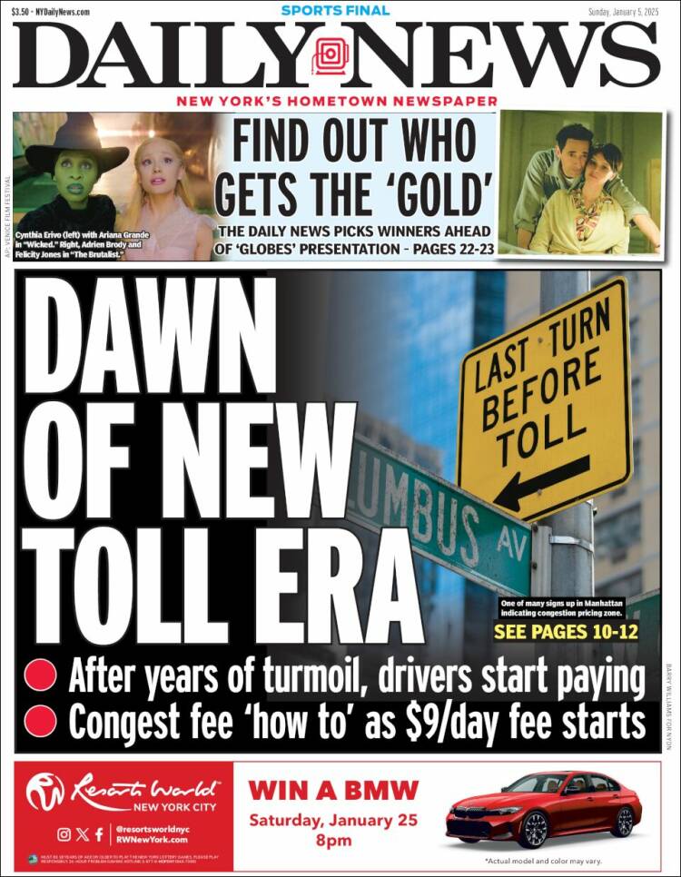 Portada de Daily News - New York (USA)
