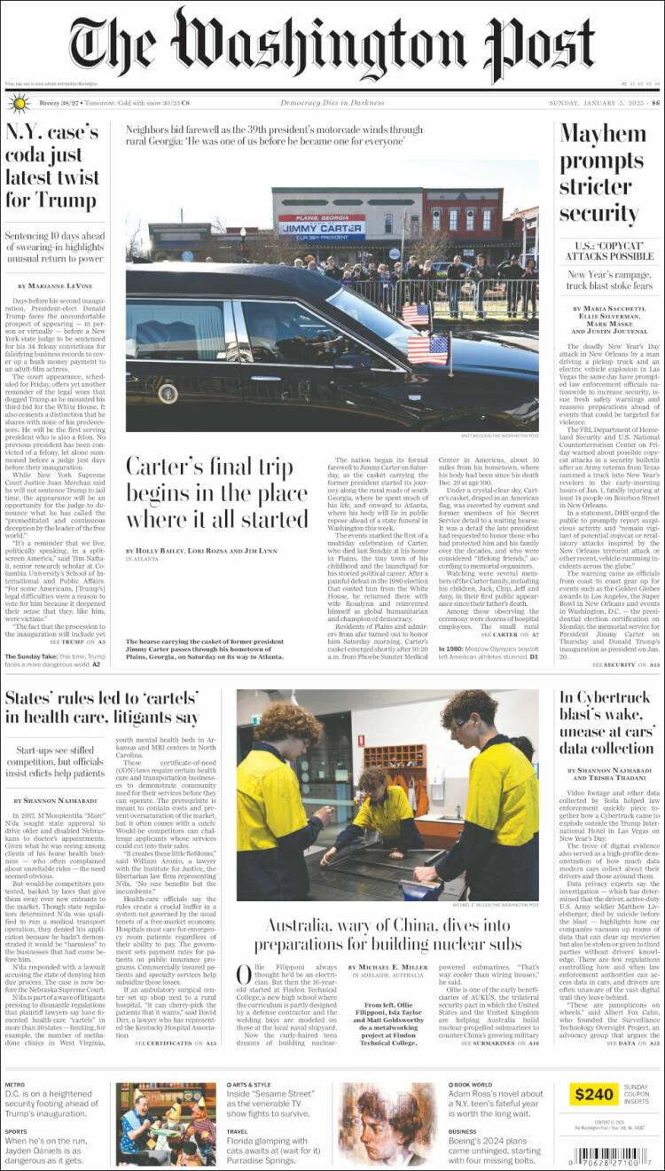 Portada de The Washington Post (USA)