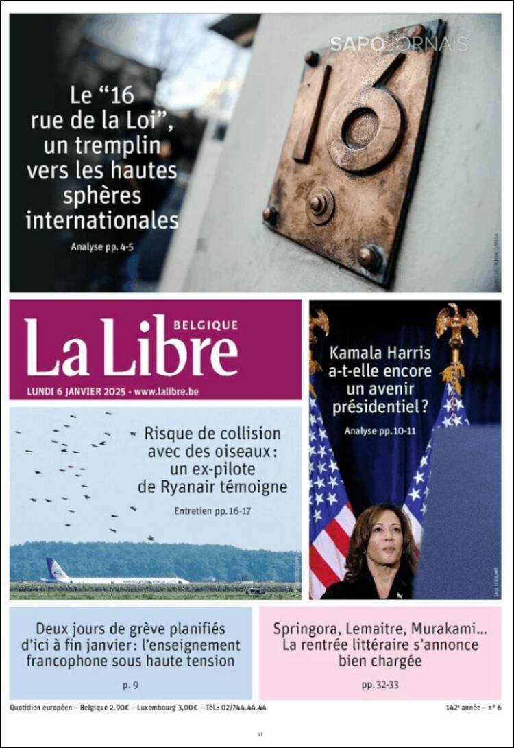 Portada de La Libre.be (B&eacute;lgica)