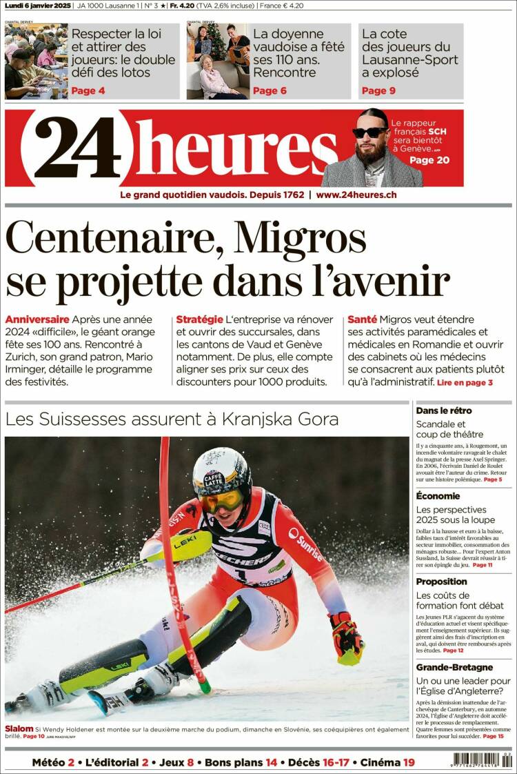 Portada de 24 Heures (Suiza)