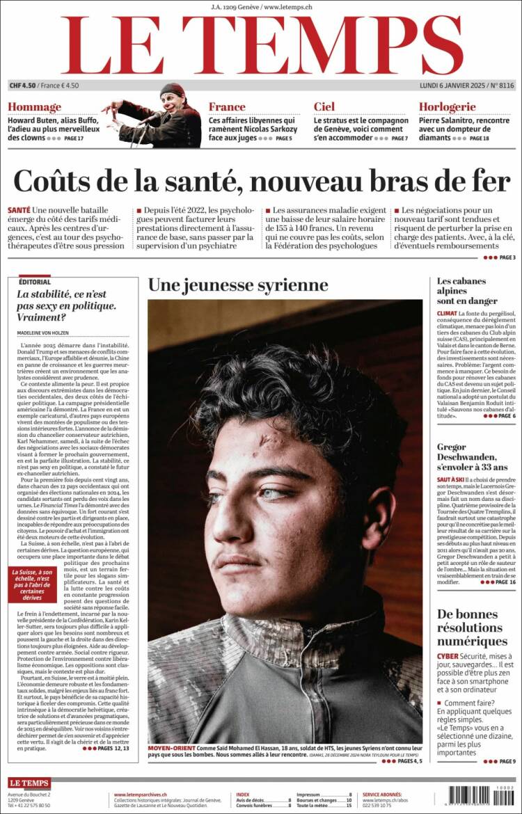 Portada de Le Matin (Suiza)