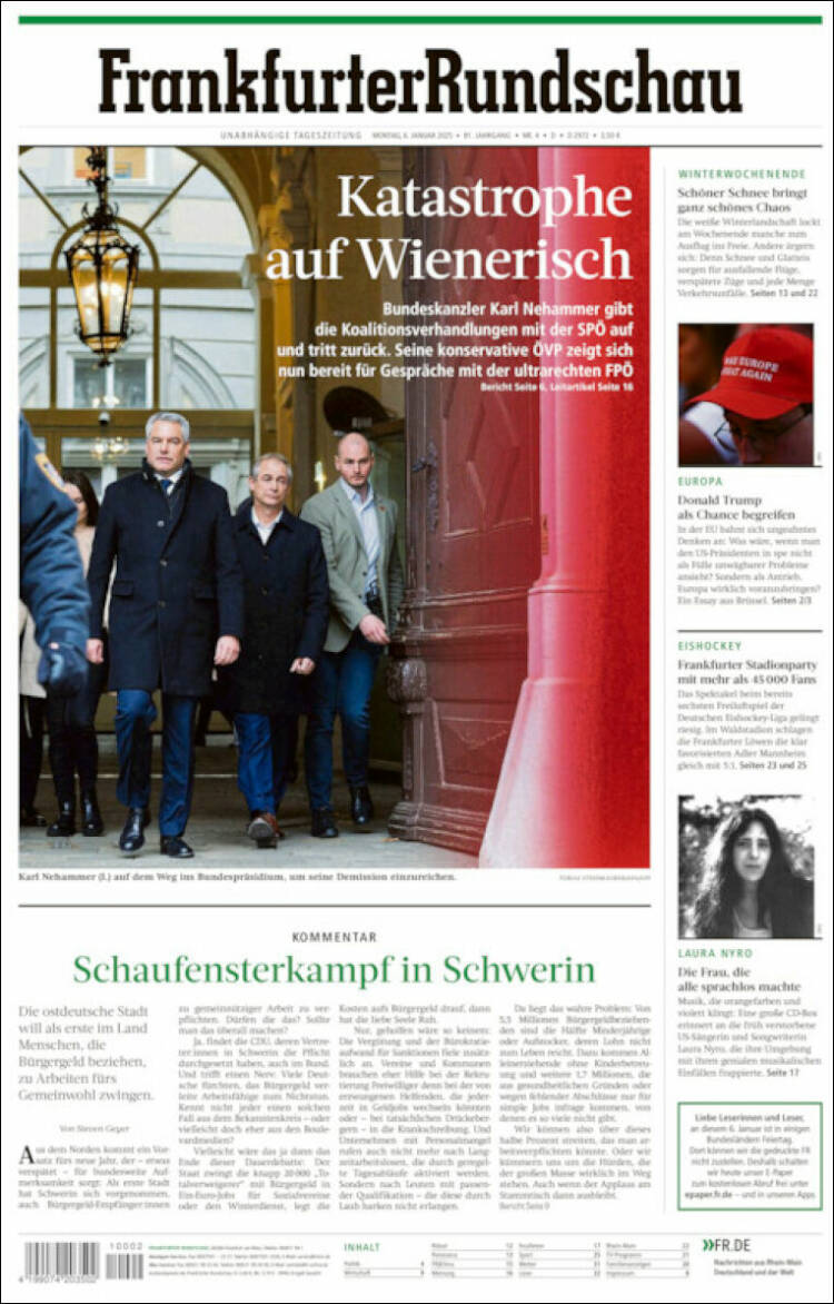 Portada de Frankfurter Rundschau (Alemania)