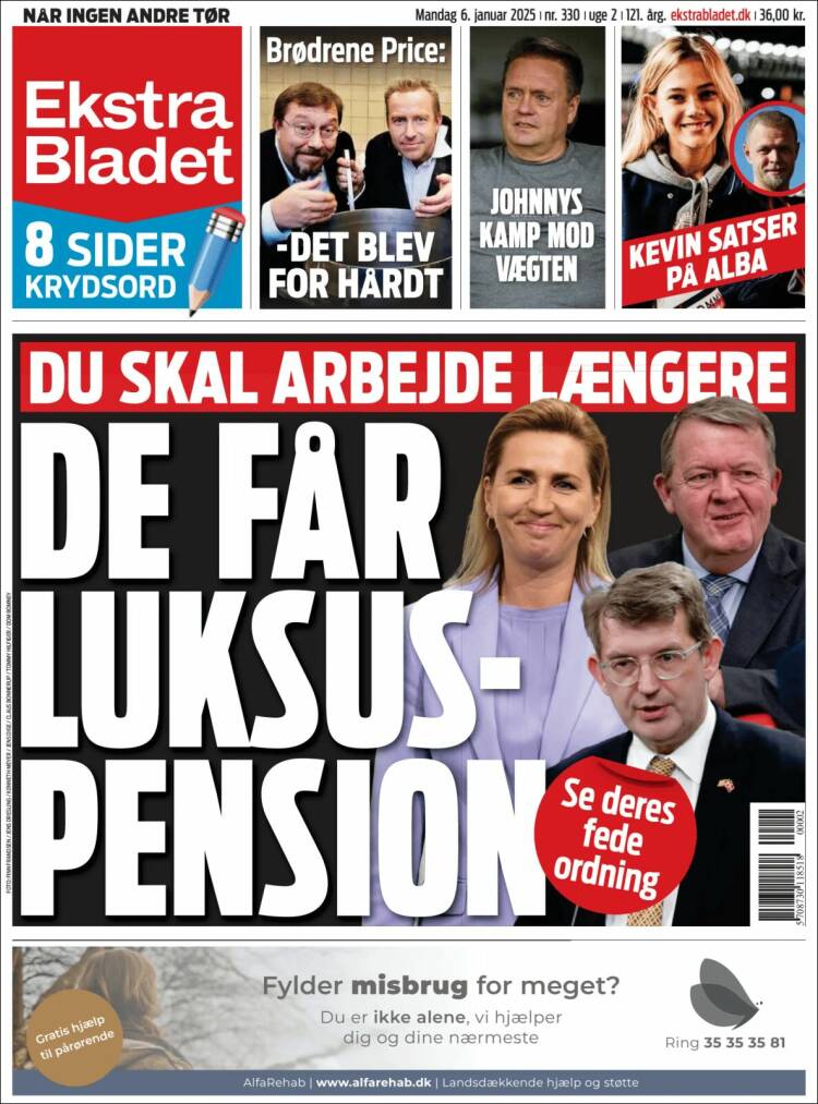 Portada de Ekstra Bladet (Dinamarca)