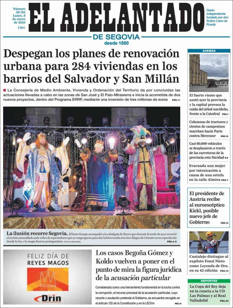 Portada de El Adelantado de Segovia (España)