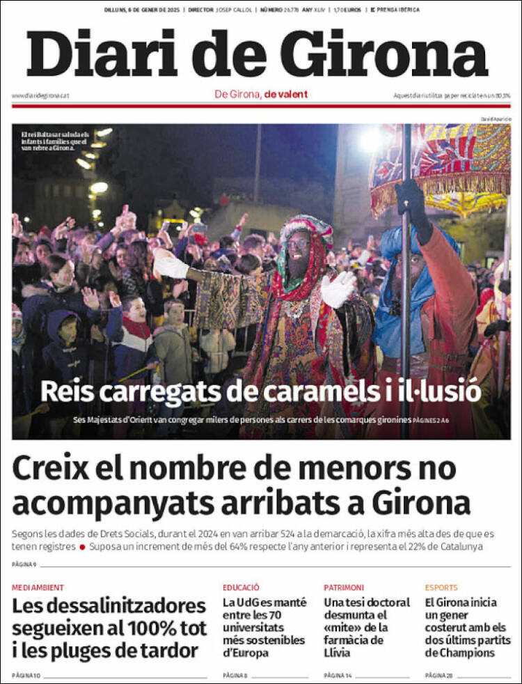 Portada de Diari de Girona (España)