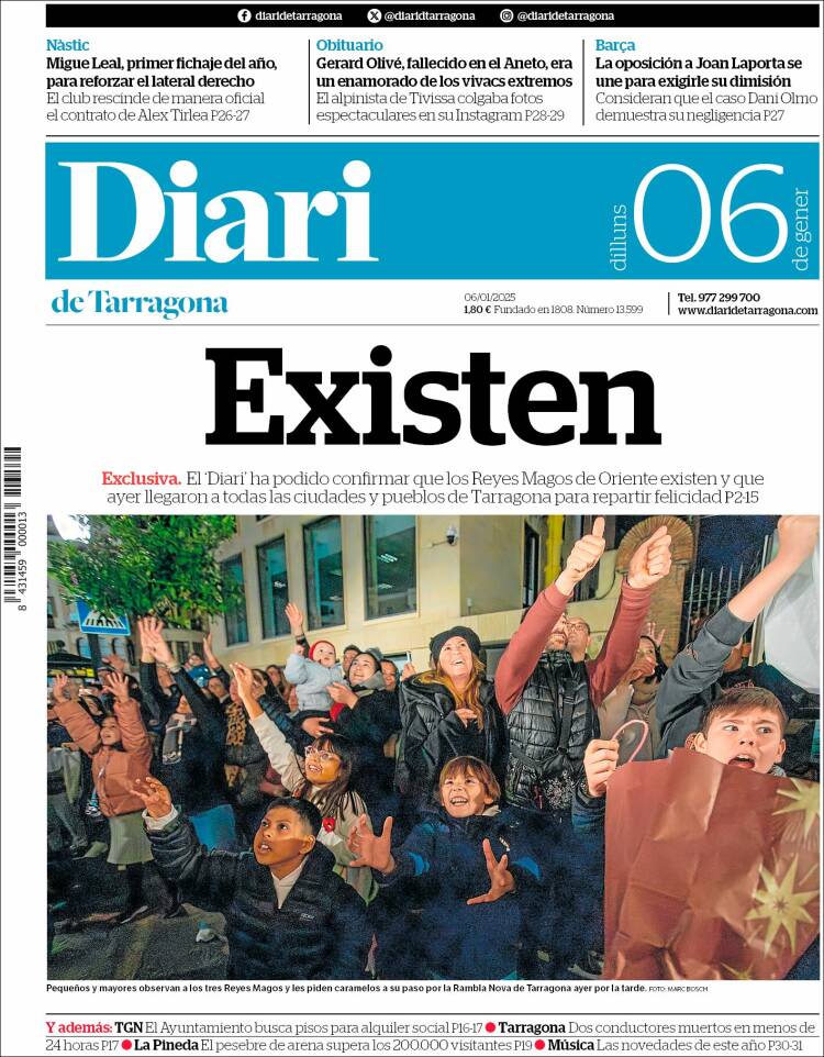 Portada de Diari de Tarragona (España)