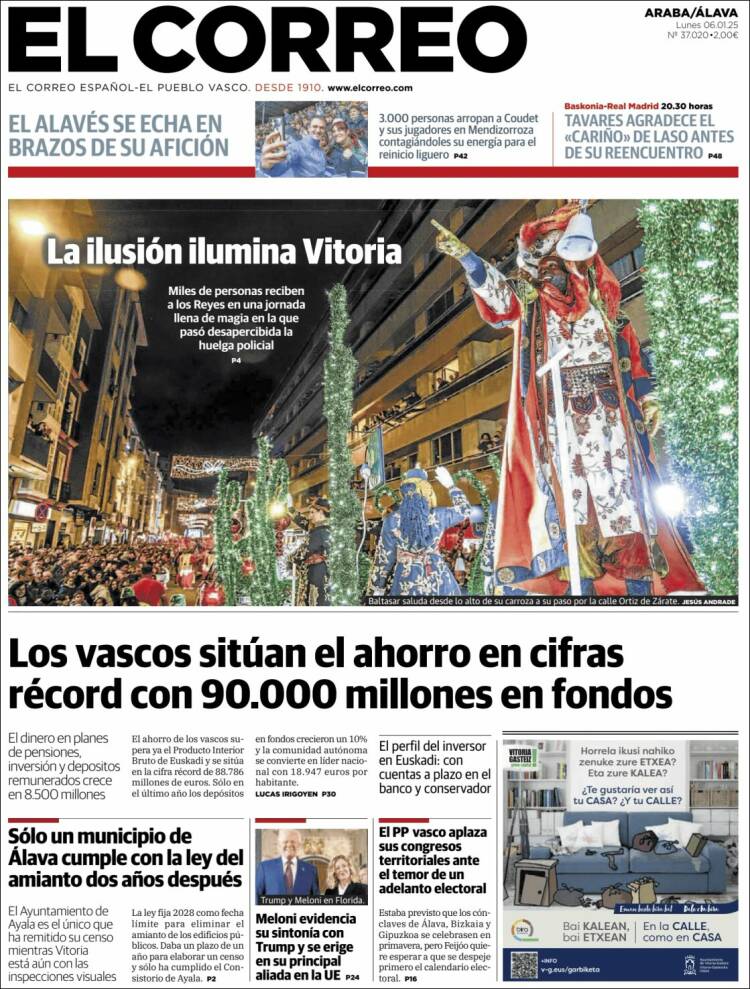 Portada de El Correo - Álava (España)
