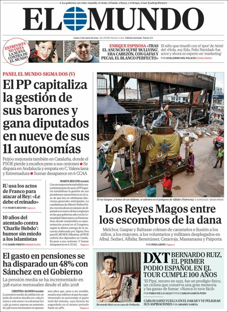 Portada de El Mundo (España)