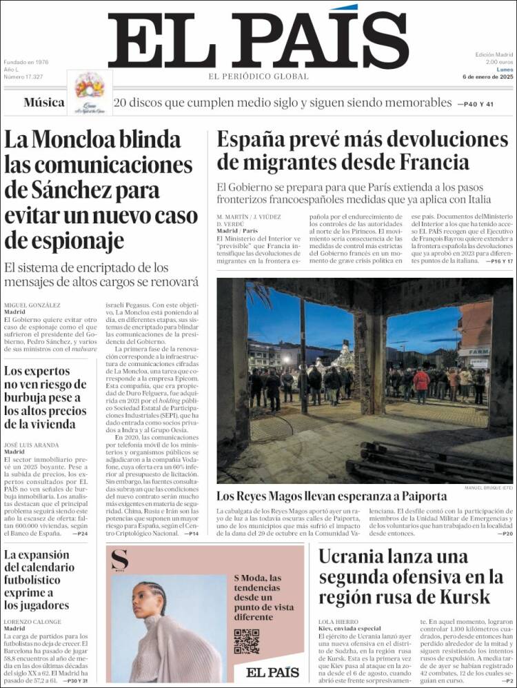 Portada de El País (España)