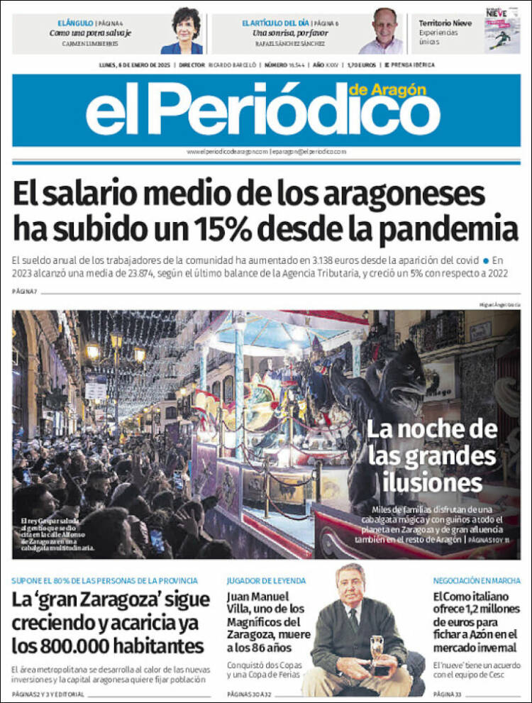 Portada de El Periódico de Aragón (Spain)