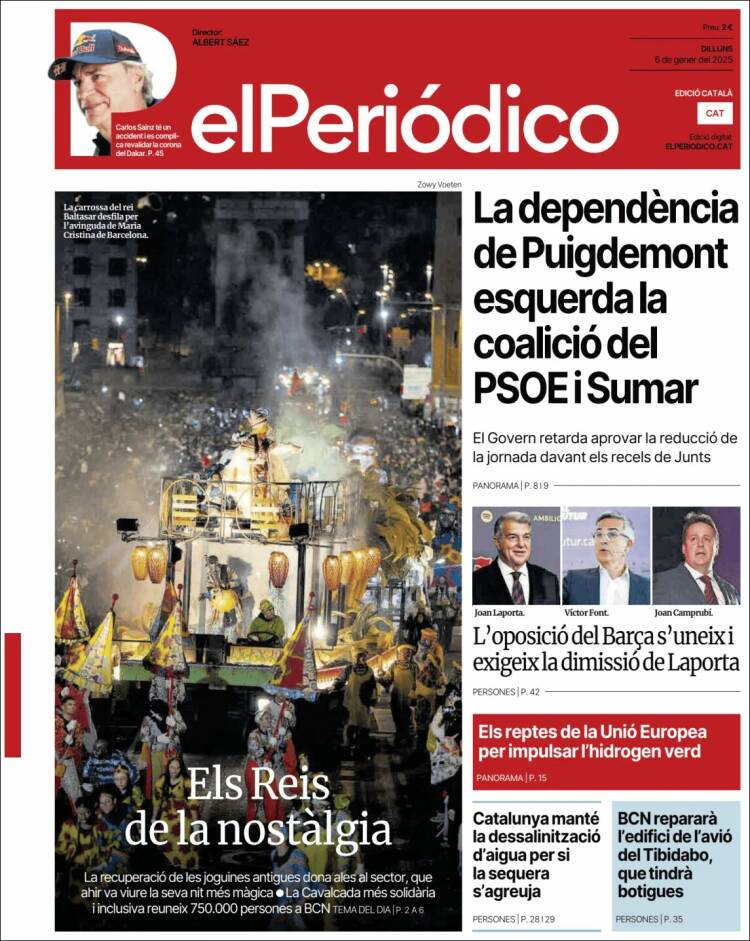 Portada de El Periódico de Catalunya (España)