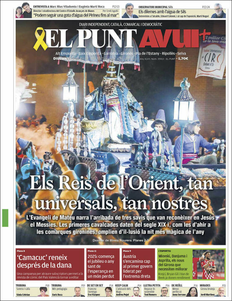 Portada de El Punt Avui - Girona (España)