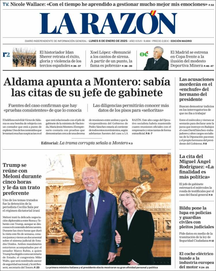 Portada de La Razón (España)