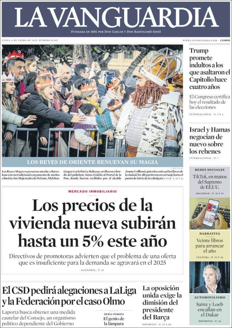 Portada de La Vanguardia (España)