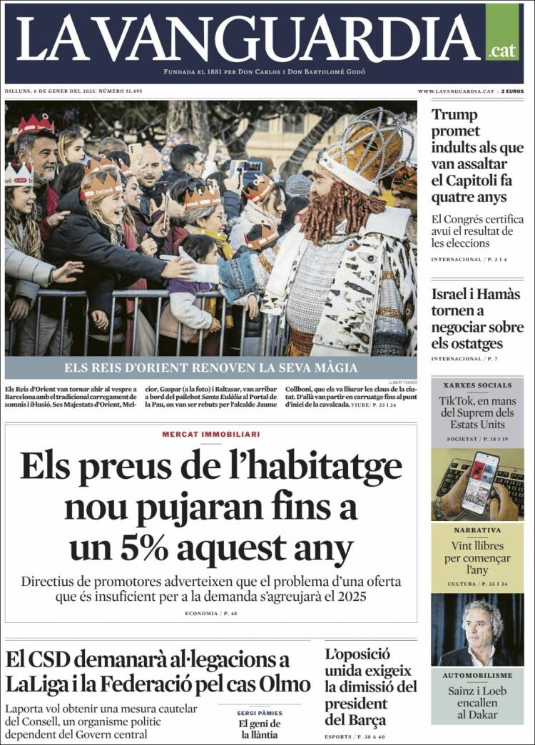 Portada de La Vanguardia (España)
