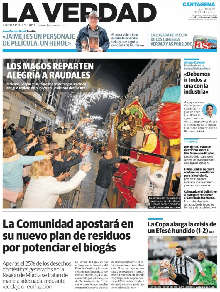 Portada de La Verdad de Cartagena (España)