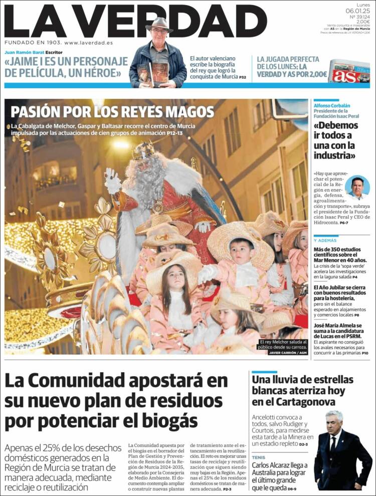 Portada de La Verdad de Murcia (España)