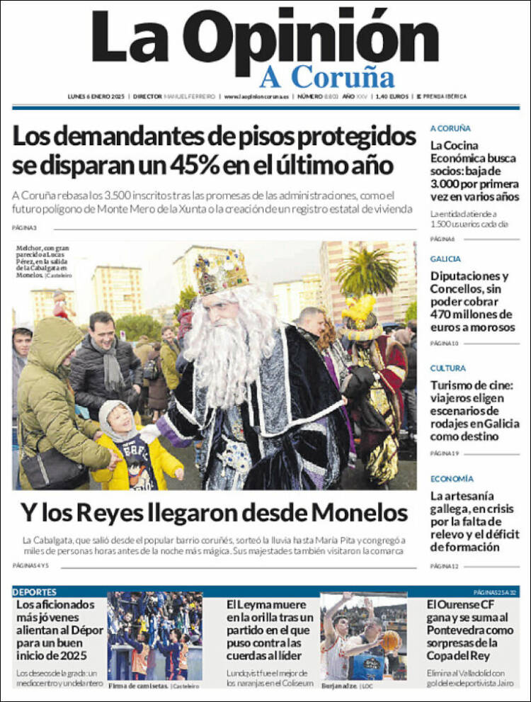 Portada de La Opinión de A Coruña (España)