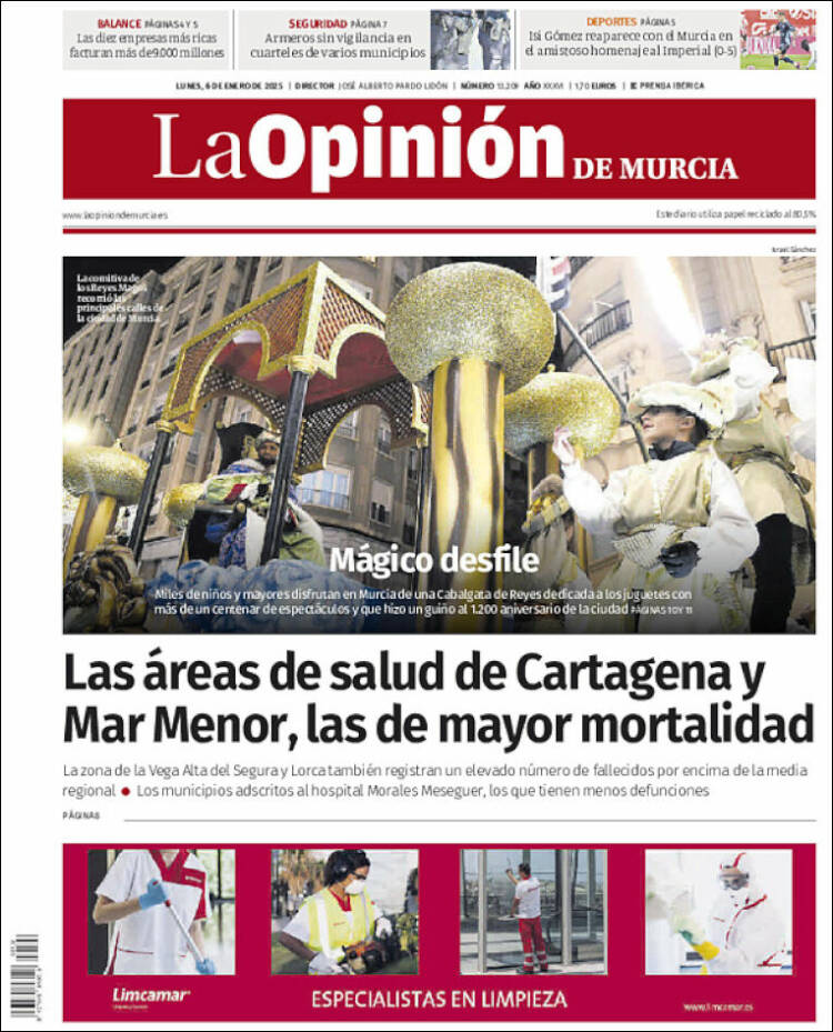Portada de La Opinión de Murcia (España)
