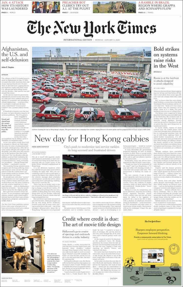 Portada de International New York Times (Europa)