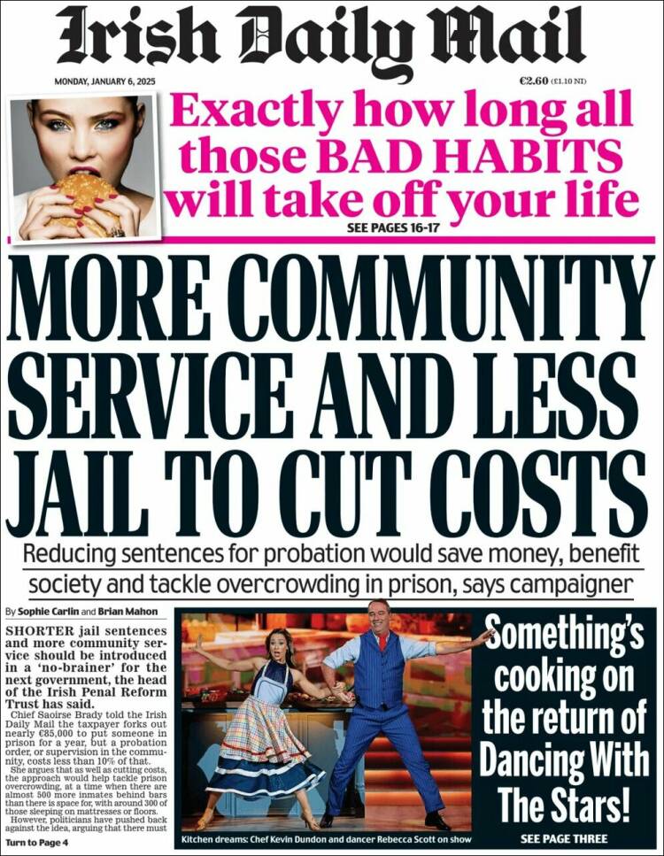 Portada de Irish Daily Mail (Irlanda)