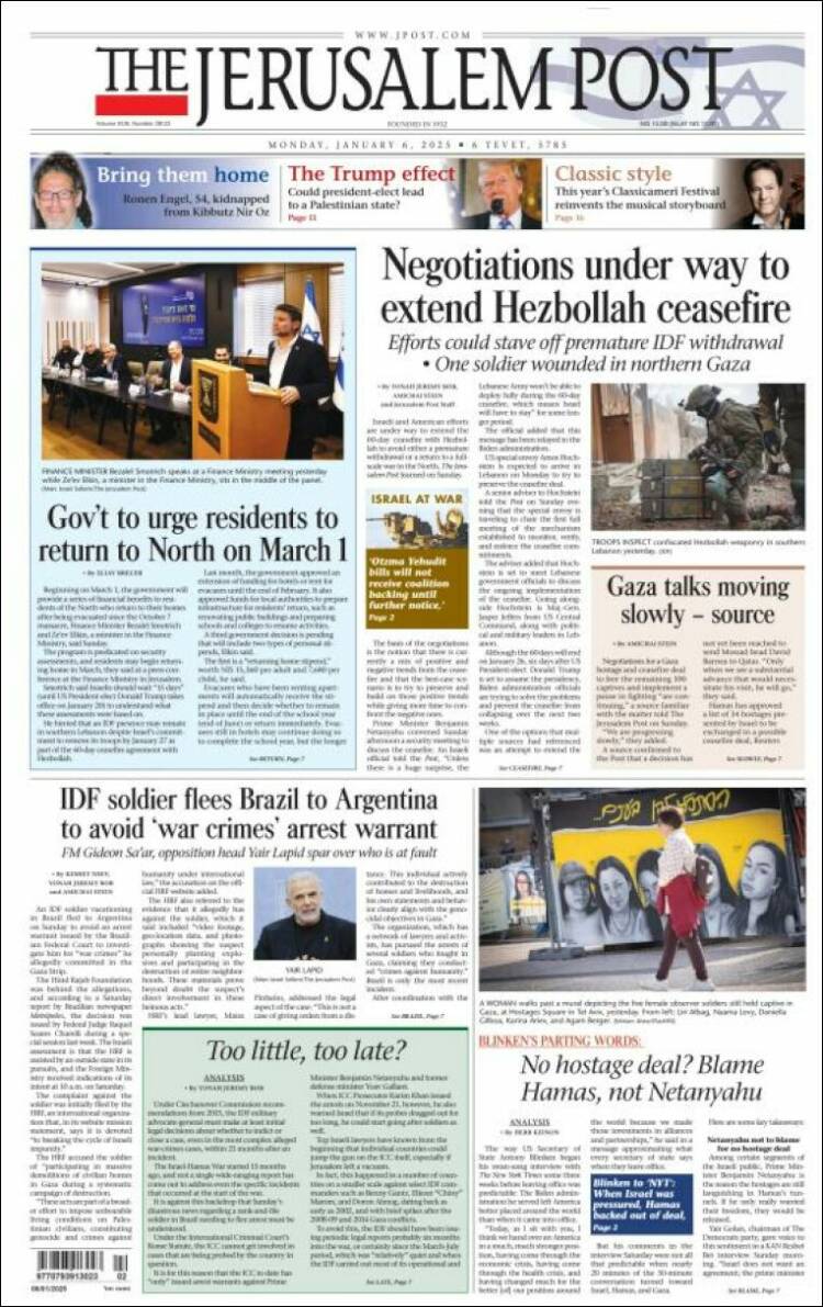 Portada de The Jerusalem Post (Israel)