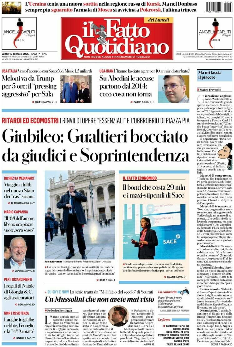 Portada de Il Fatto Quotidiano (Italia)