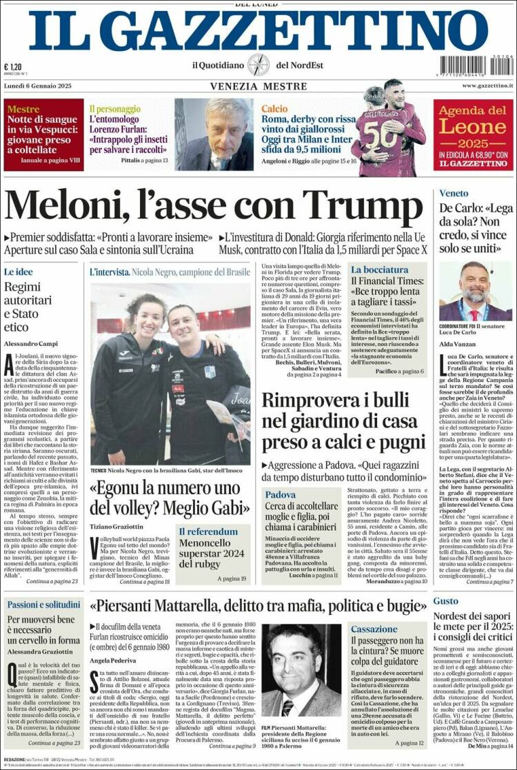 Portada de Il Gazzettino (Italia)
