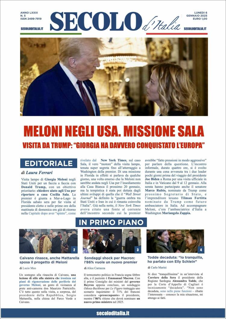 Portada de Secolo d'Italia (Italia)