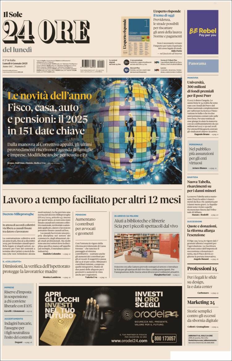 Portada de Il Sole 24 ORE (Italia)
