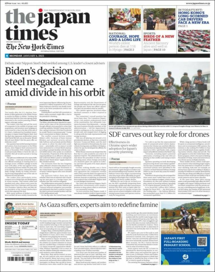 Portada de The Japan Times (Jap&oacute;n)